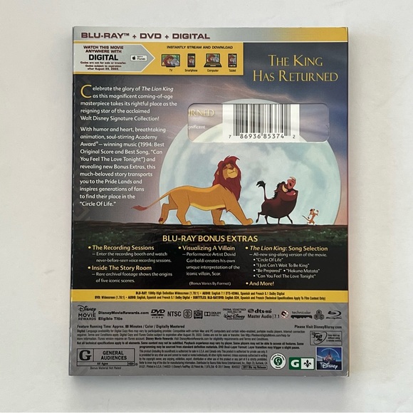 Disney The Signature Collection Bundle of 4 Blu-Ray+DVD+Digital Code NEW - Picture 4 of 10